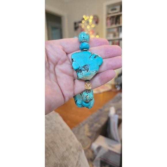 The Unbranded Brand Jewelry - Howlite Slab Bracelet Stretch Faux Turquoise